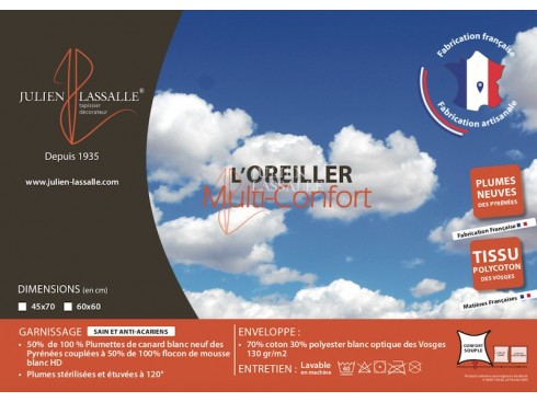 Oreiller plumes et mousse Multi-confort