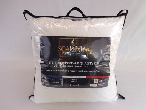 Oreiller en percale de coton garnissage micro-fibres sensation duveteuse