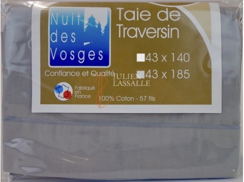 Taie de traversin NUIT DES VOSGES 100% coton unie 43x185 cm.