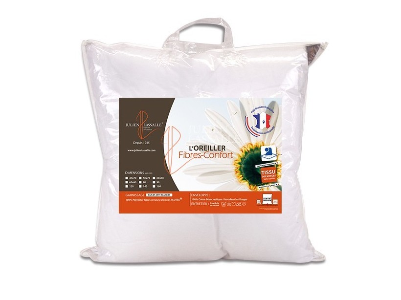 Oreiller Fibres-confort enveloppe 100% coton