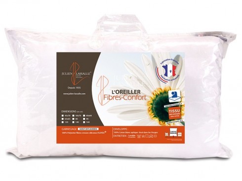 Oreiller Fibres-confort enveloppe 100% coton