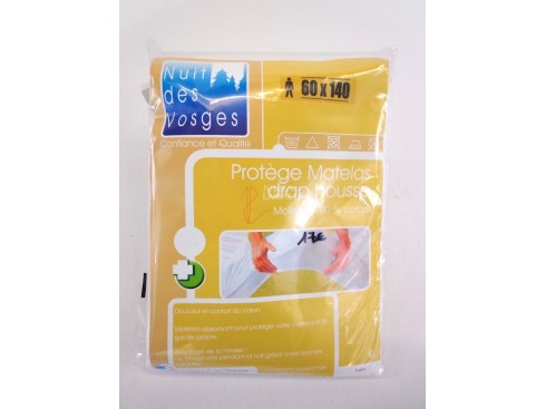 Protège matelas drap housse 100% coton 60x140 cm