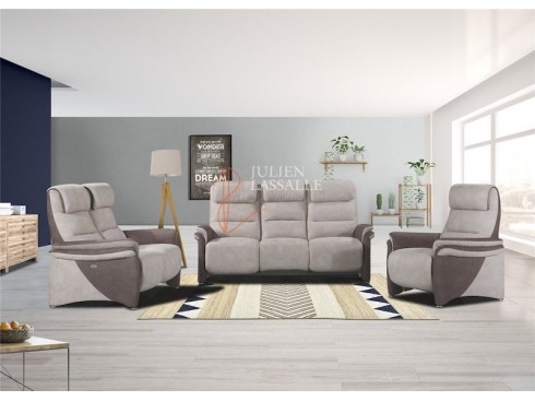 Canapé ou fauteuil de relaxation Plénitude micro peau mastic & brun taupé