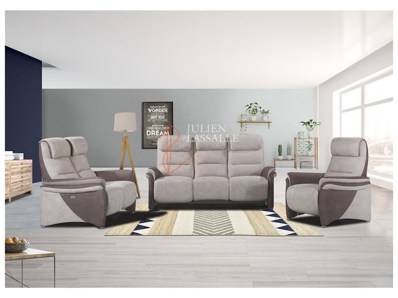 Canapé ou fauteuil de relaxation Plénitude micro peau mastic & brun taupé