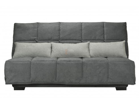 Banquette Clic-Clac tissu gris avec matelas STARCONFORT ép. 15 cm